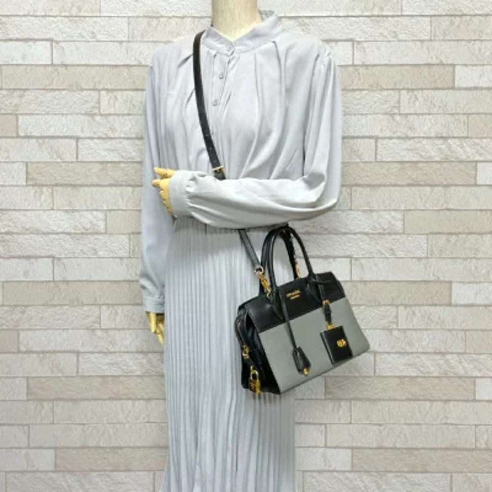 Prada Leather Black Shoulder Esplanade Saffiano Bag